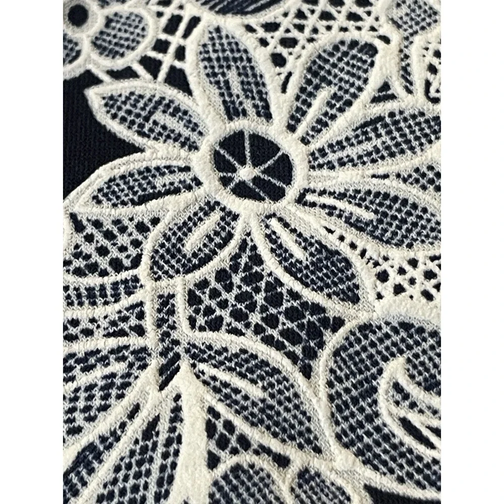 90s Enfocus Floral Embroidery Layered Dress Womans 18W 1-pc Navy White Lagenlook